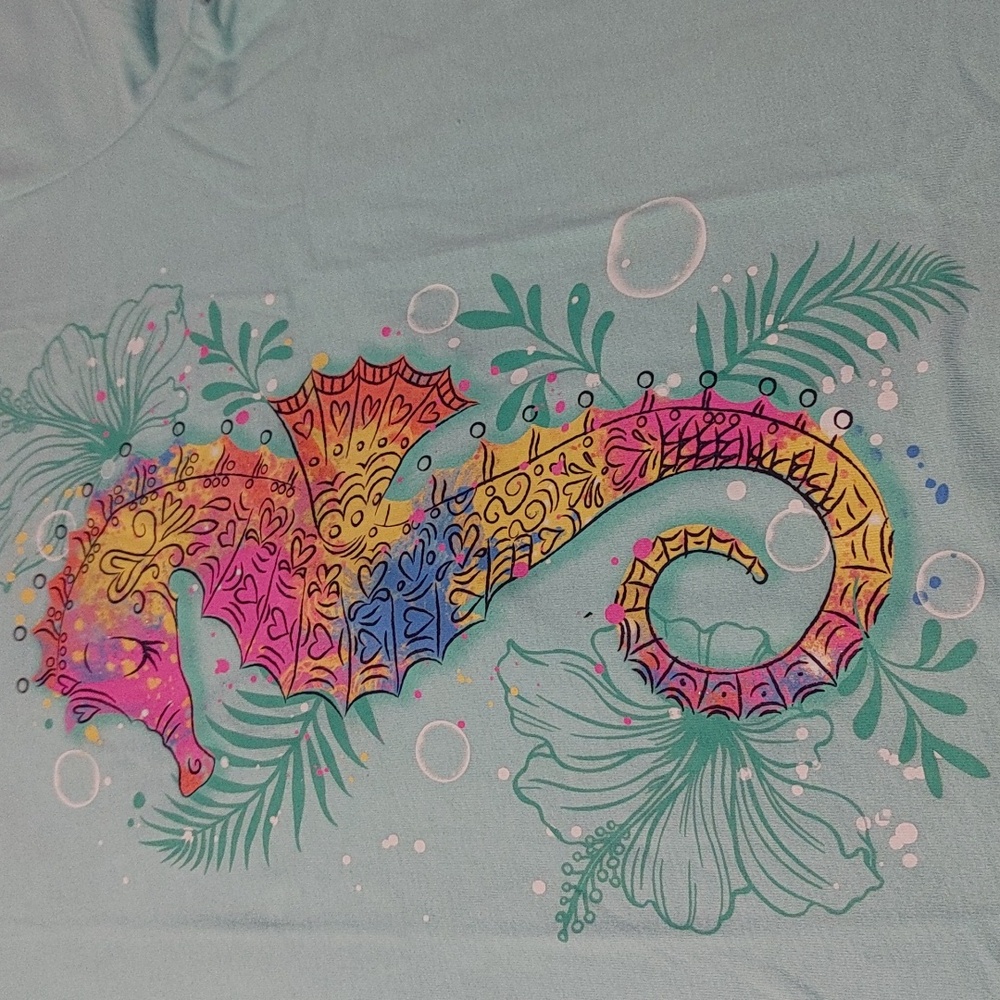 Seahorse it's time for teal! Children's Place t-shirt size XL/TG.14 NWOT. - Picture 2 of 4